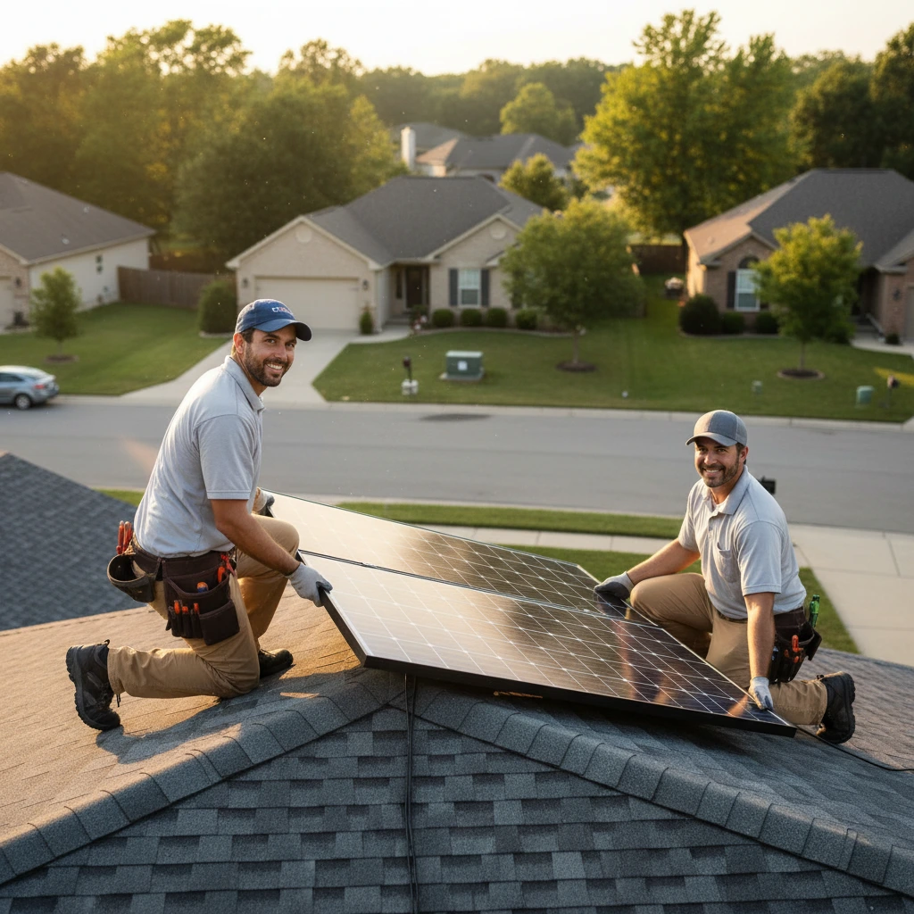 2 installers smiling