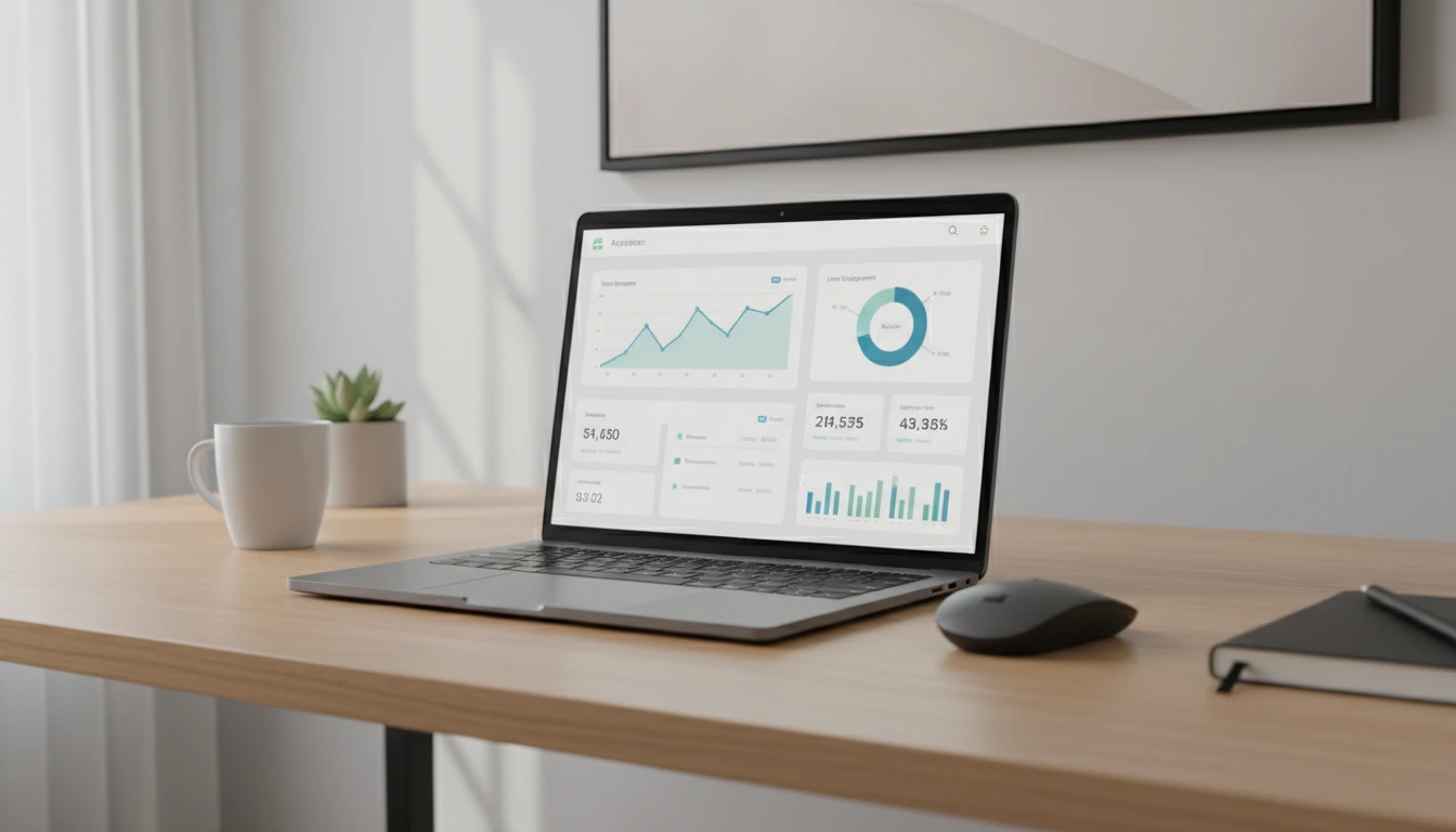 Laptop with dashboard charts