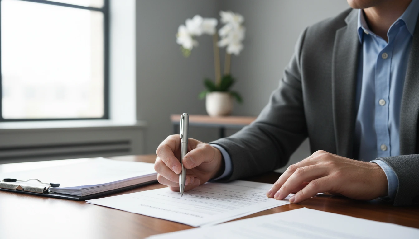 Professional signing a document