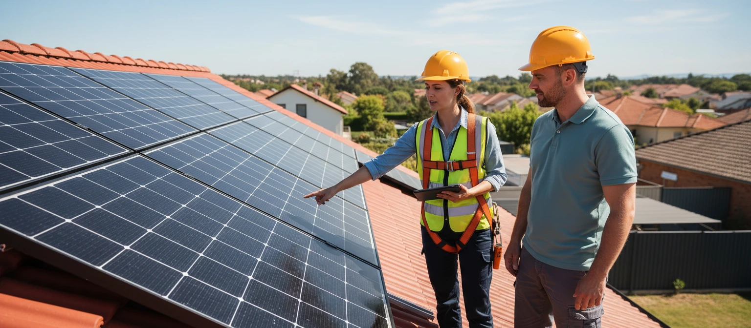 solar consultant inspecting solar